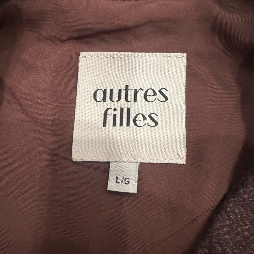 Autres Filles Brown Bomber Jacket Snaps Pockets Preppy Neutral Sz L - Picture 6 of 9
